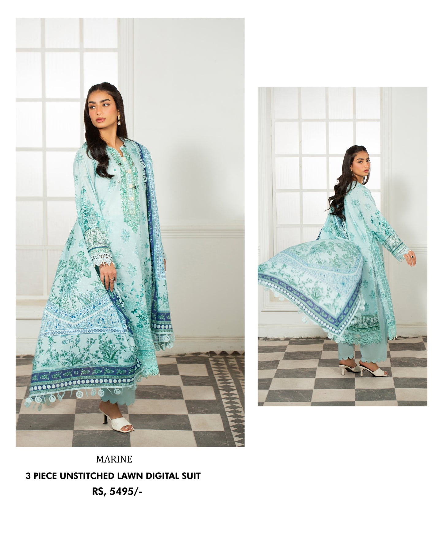 3Pc - Unstitched Printed Lawn