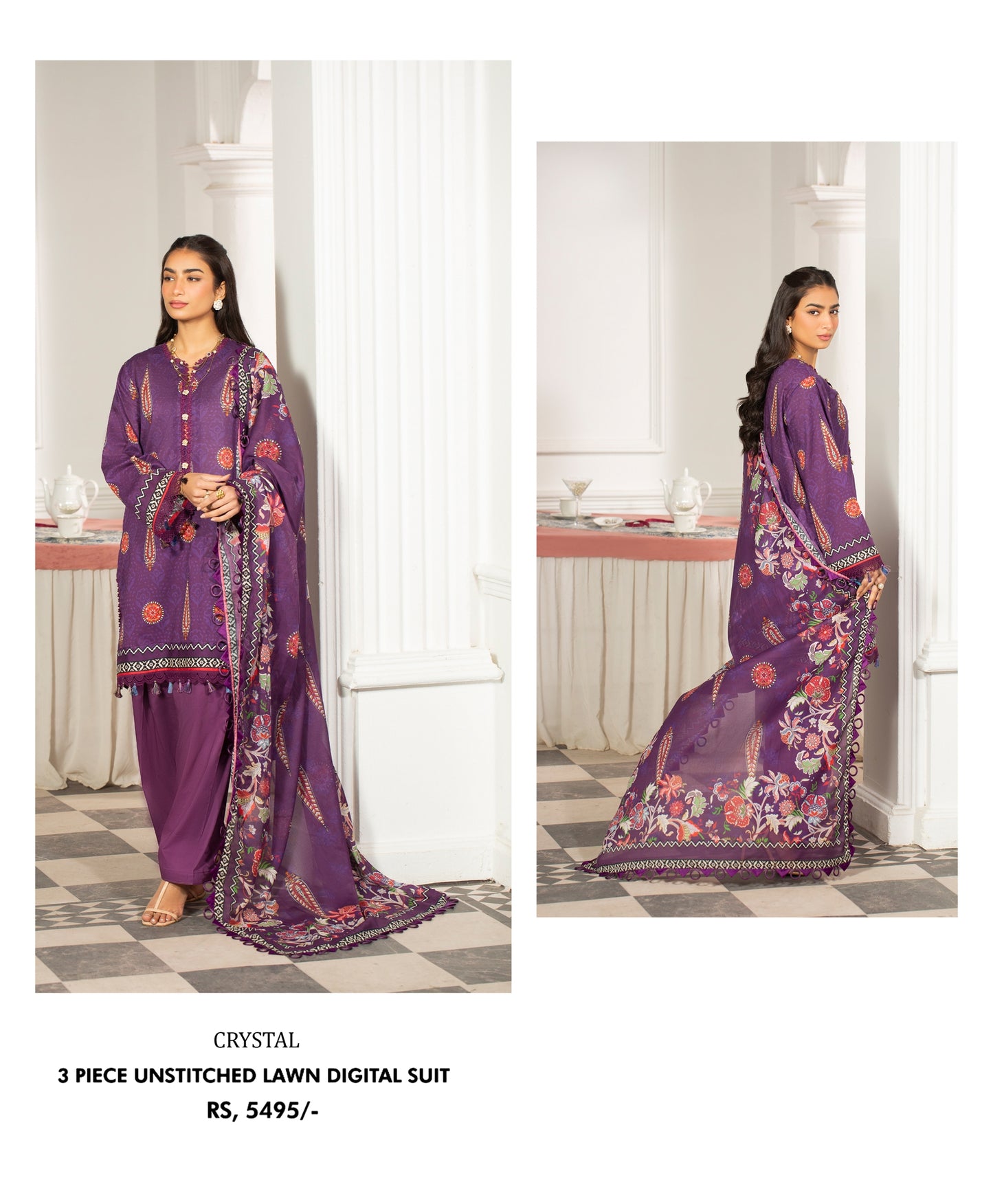 3Pc - Unstitched Printed Lawn