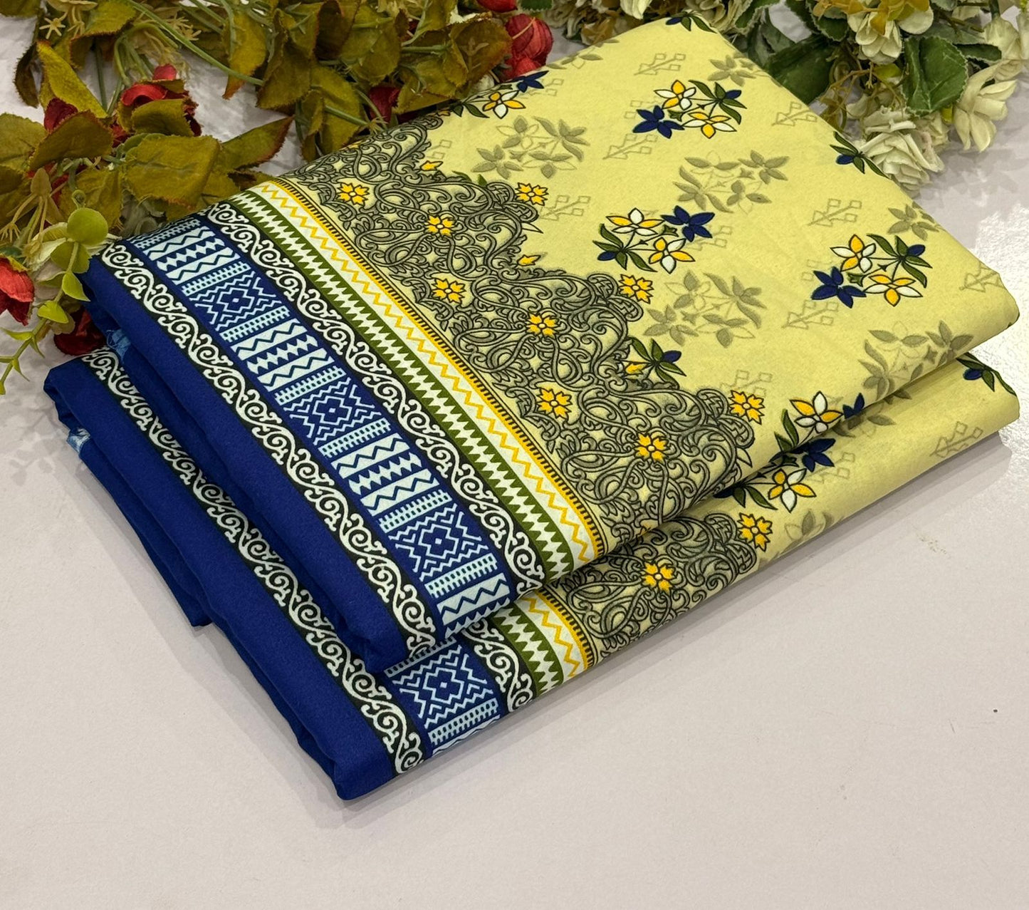 2Pc - Unstitched Printed Cambric Cotton