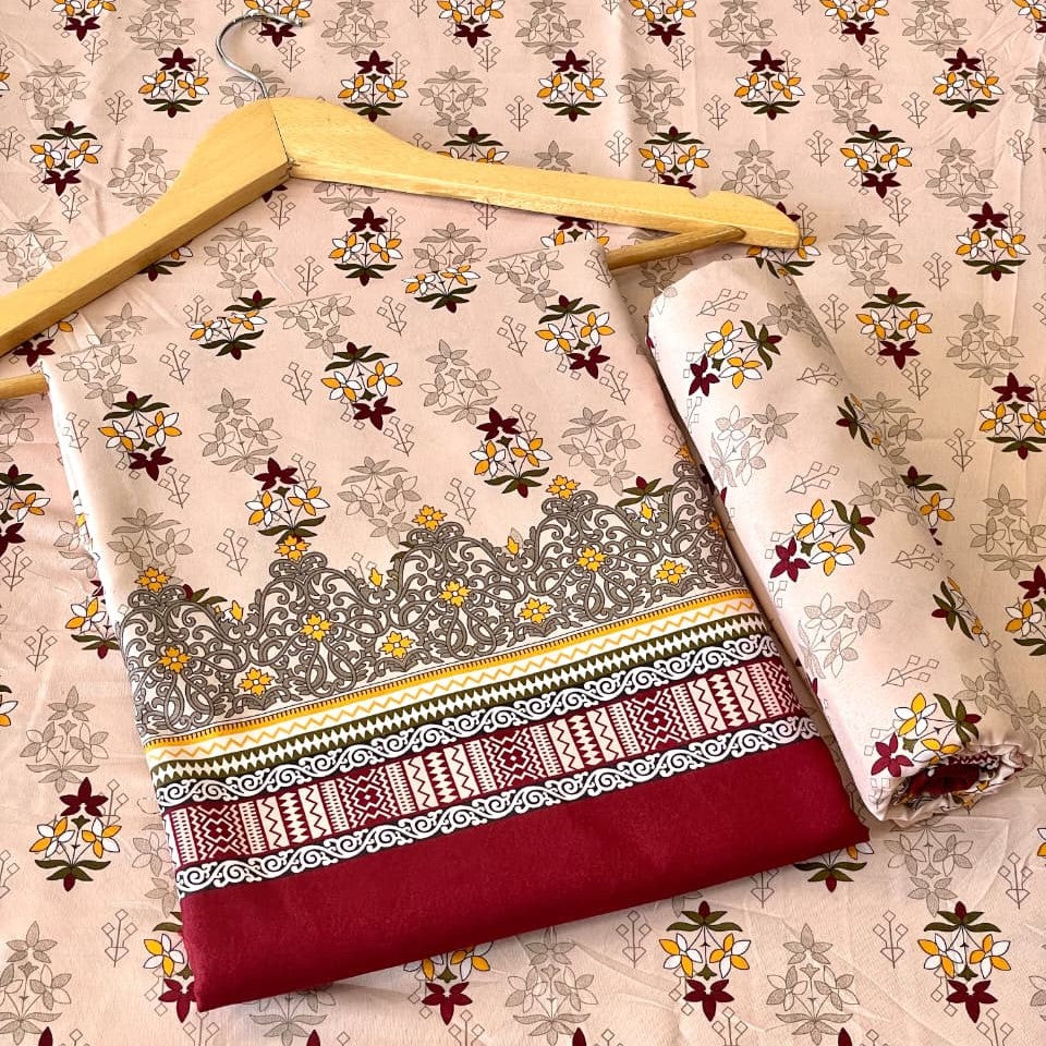 2Pc - Unstitched Printed Cambric Cotton