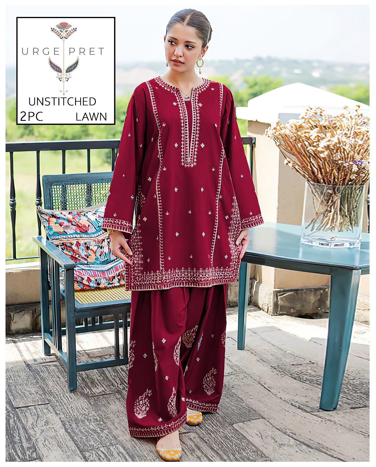 2Pc - Unstitched EMB Lawn