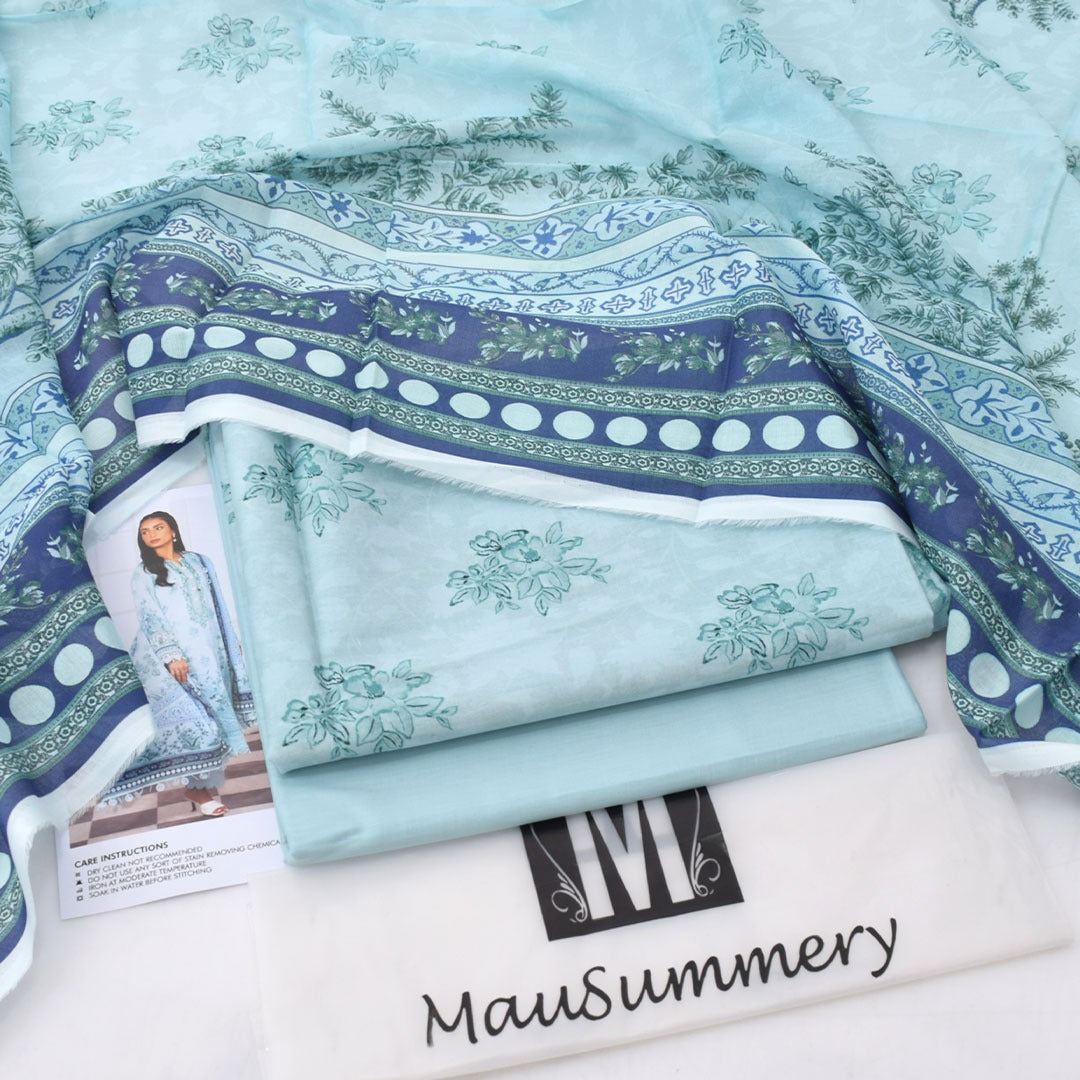 3Pc - Unstitched Printed Lawn