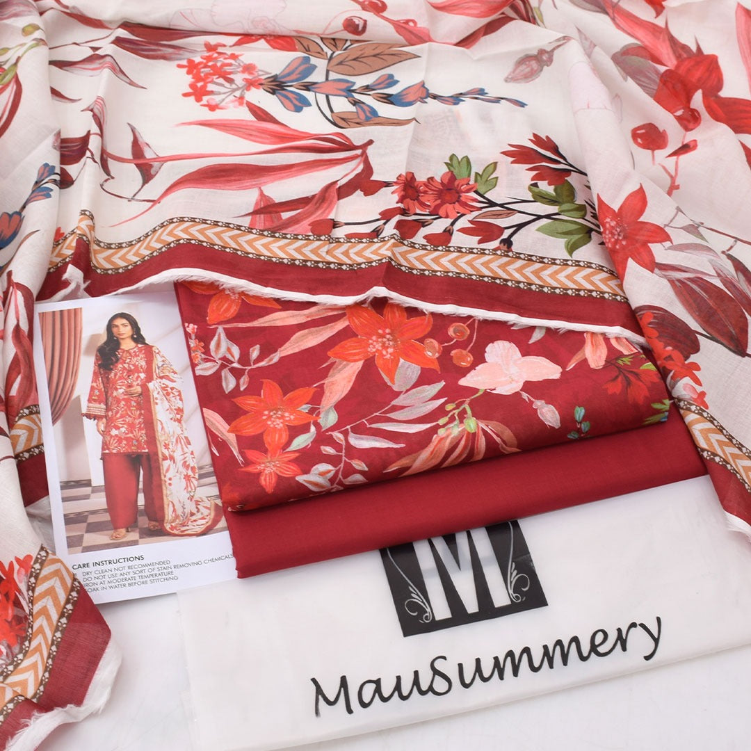 3Pc - Unstitched Printed Lawn