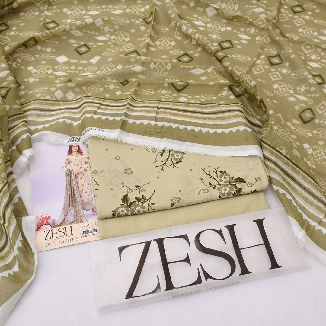 3Pc - Unstitched Printed Lawn