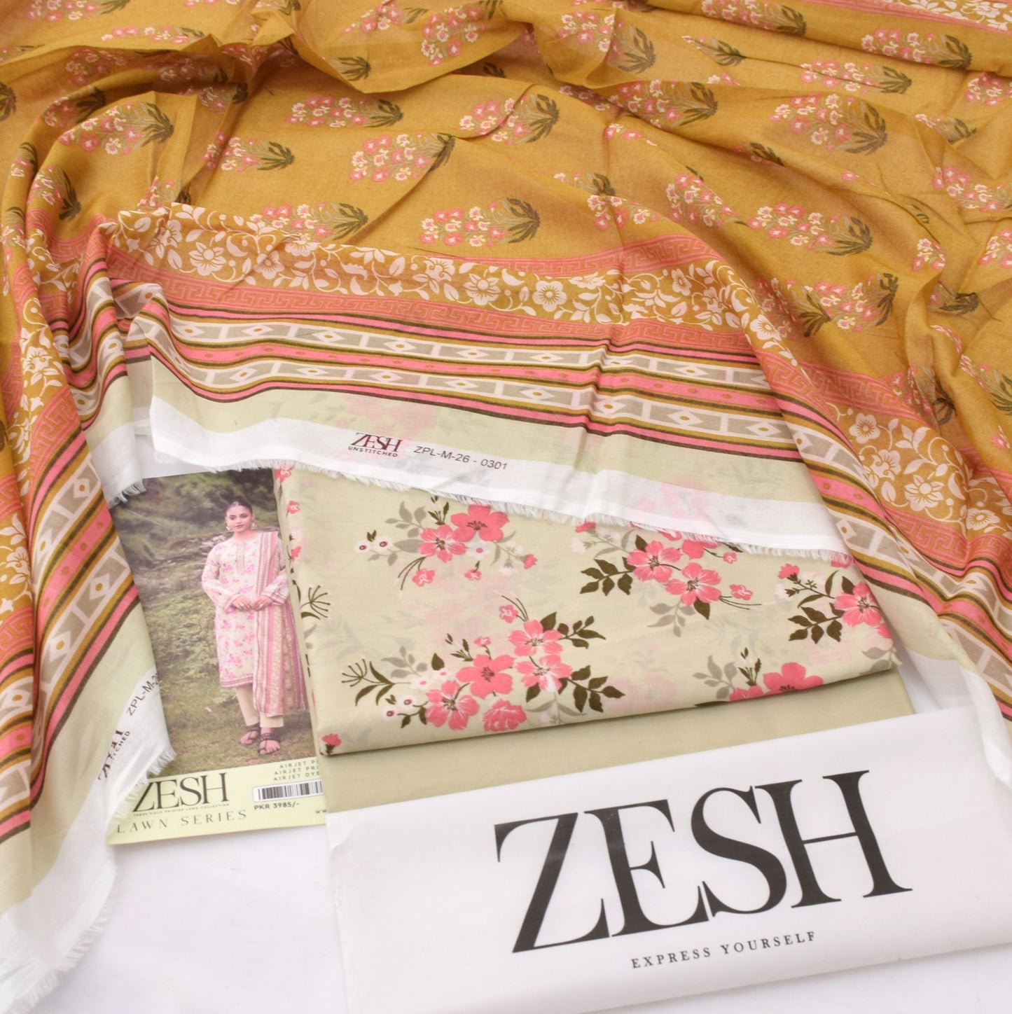 3Pc - Unstitched Printed Lawn