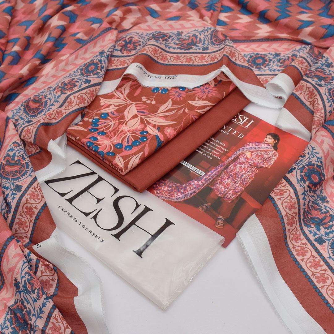 3Pc - Unstitched Printed Lawn