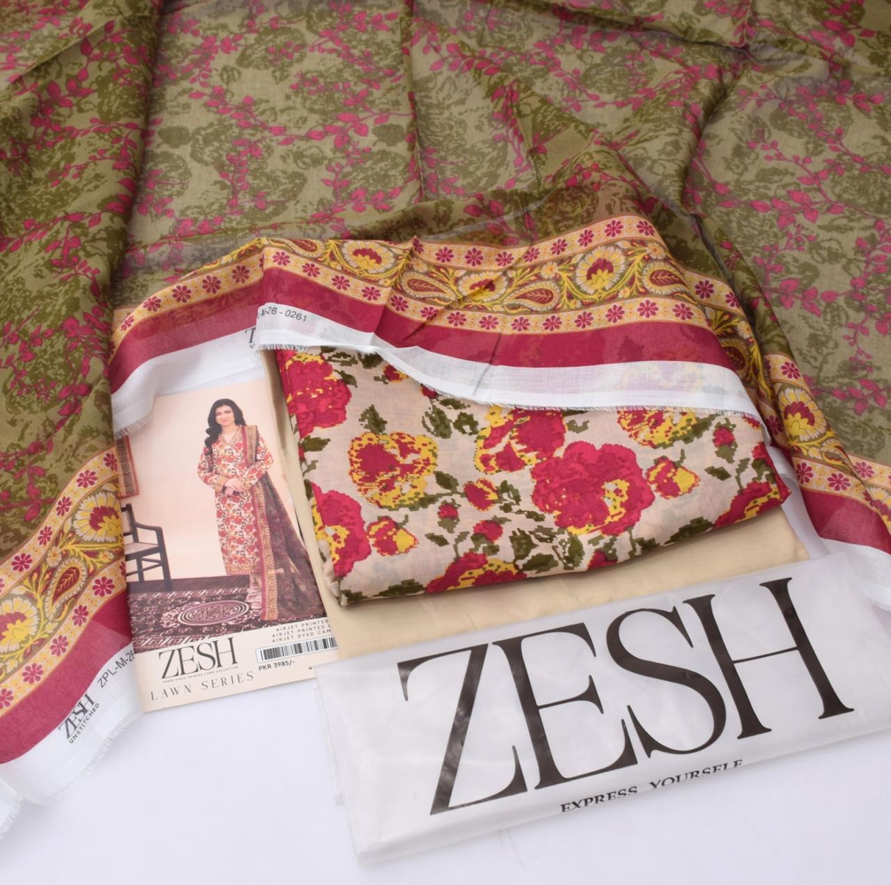 3Pc - Unstitched Printed Lawn