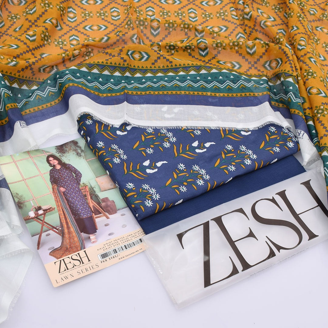 3Pc - Unstitched Printed Lawn