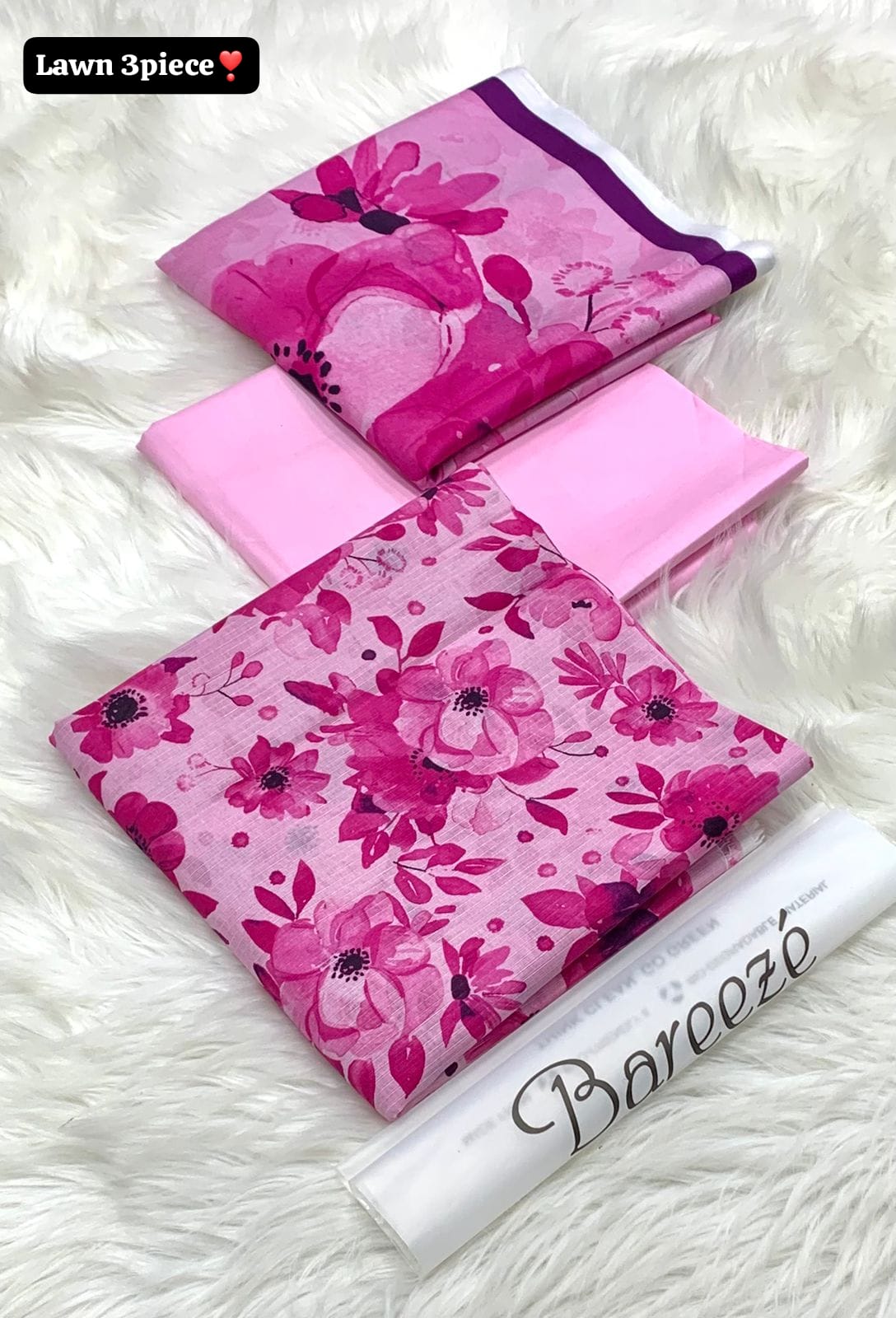 3Pc - Unstitched Printed Lawn