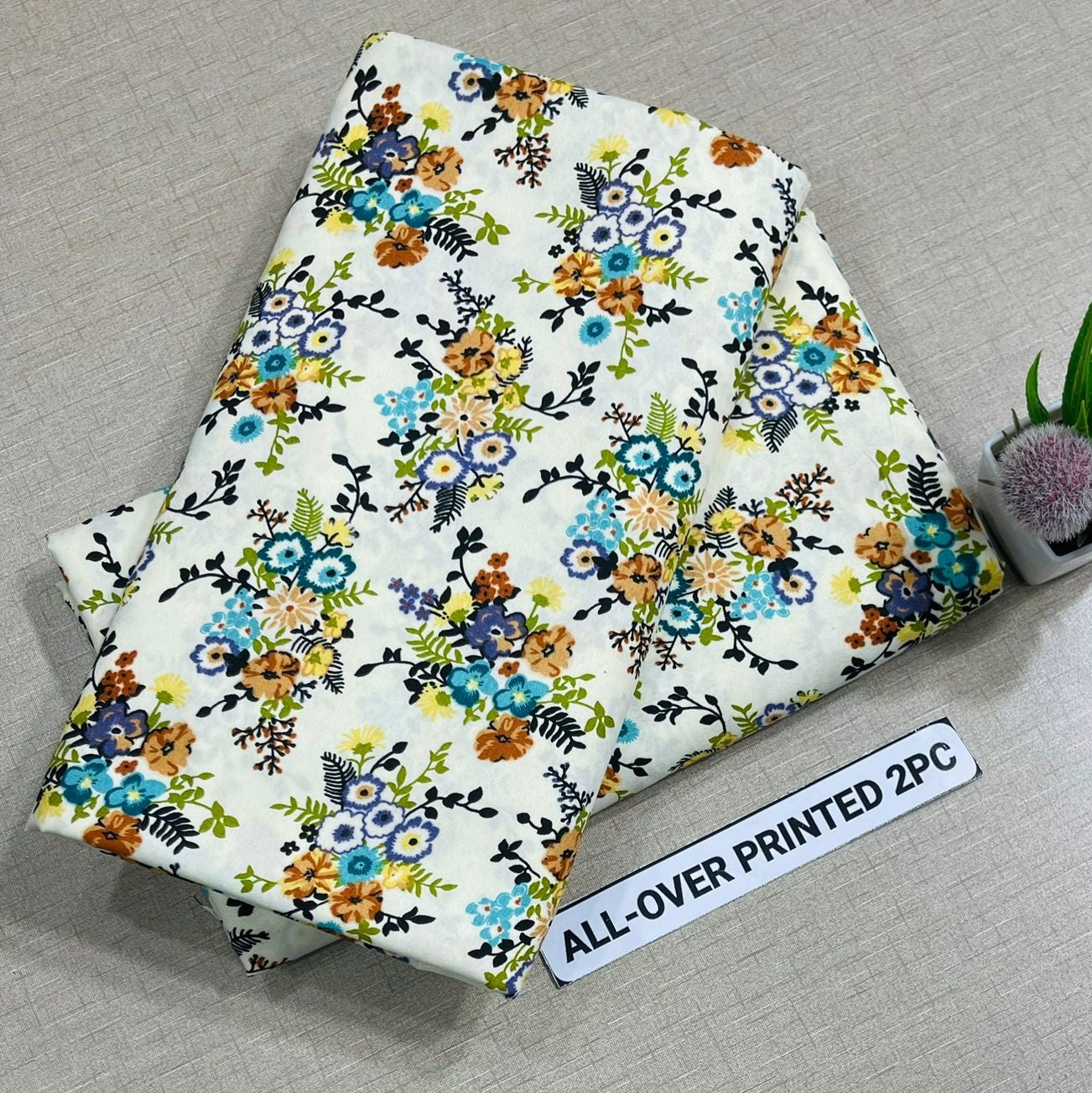 2Pc - Unstitched Printed Cambric Cotton