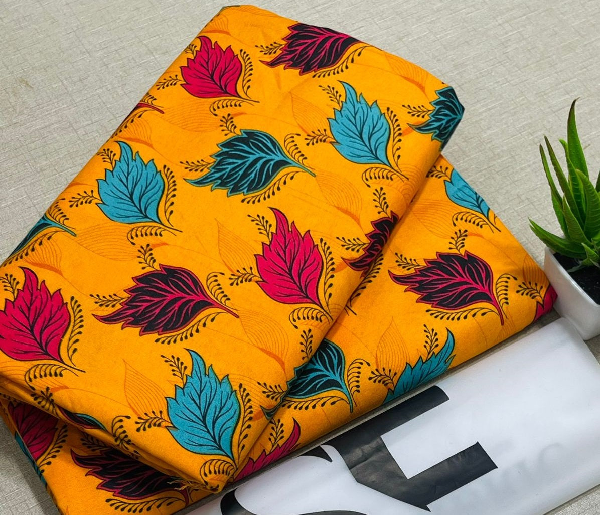 2Pc - Unstitched Printed Cambric Cotton