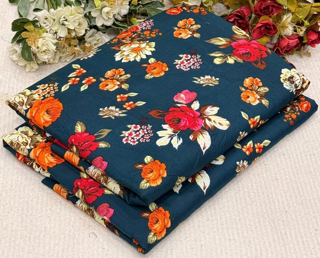 2Pc - Unstitched Printed Cambric Cotton