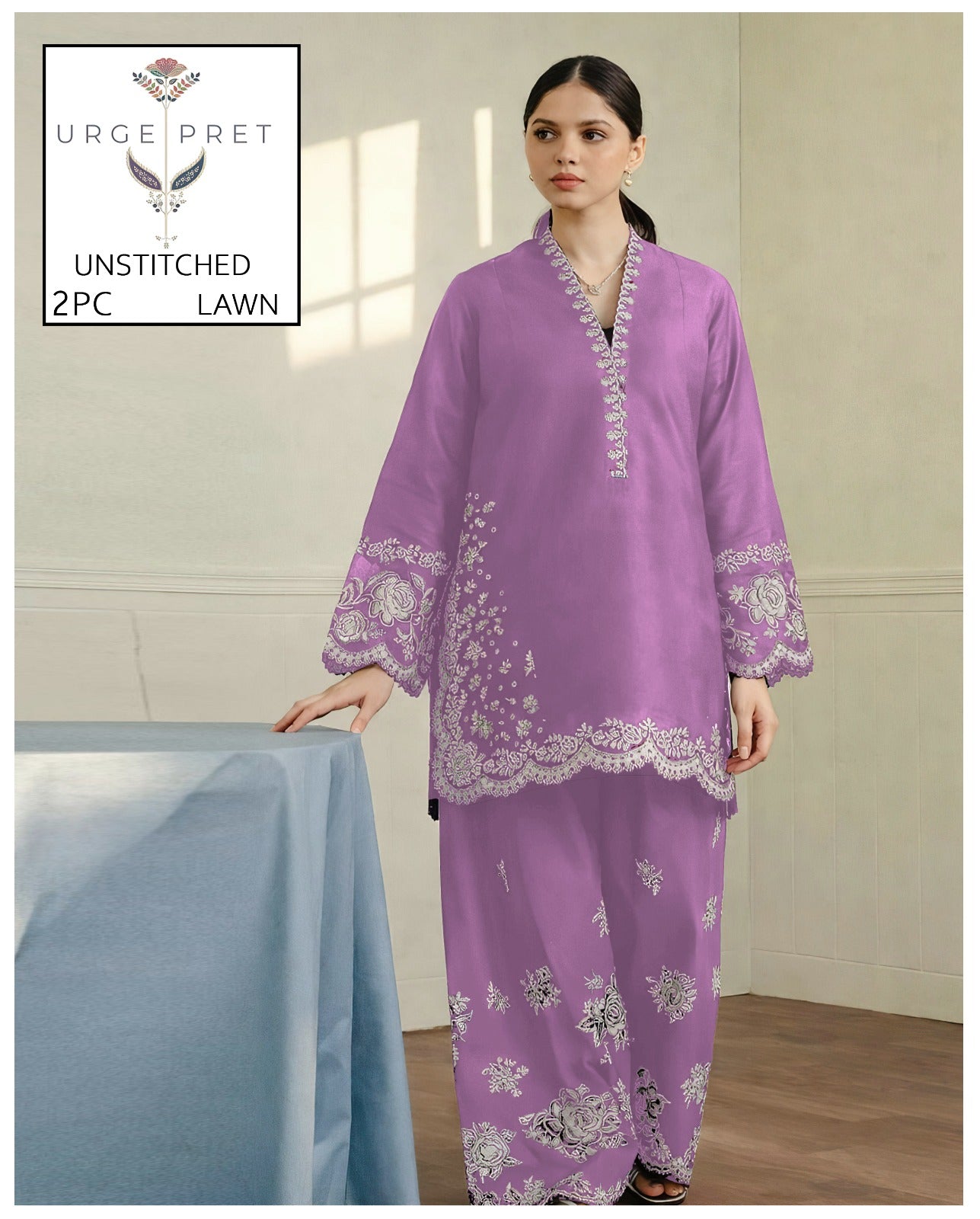 2Pc - Unstitched EMB Lawn
