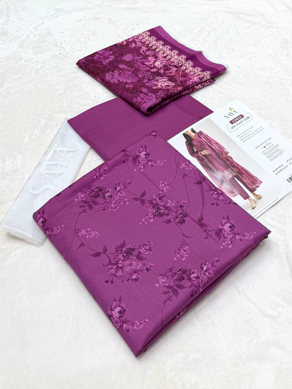 3Pc - Unstitched EMB Lawn
