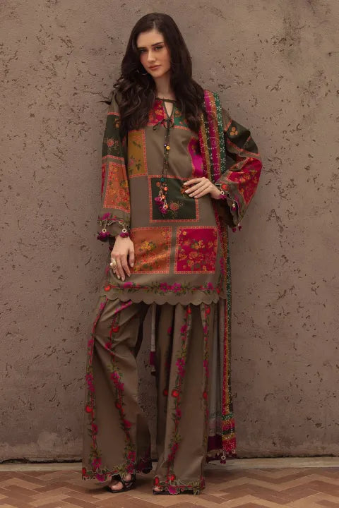 3Pc -  Unstitched Printed Lawn