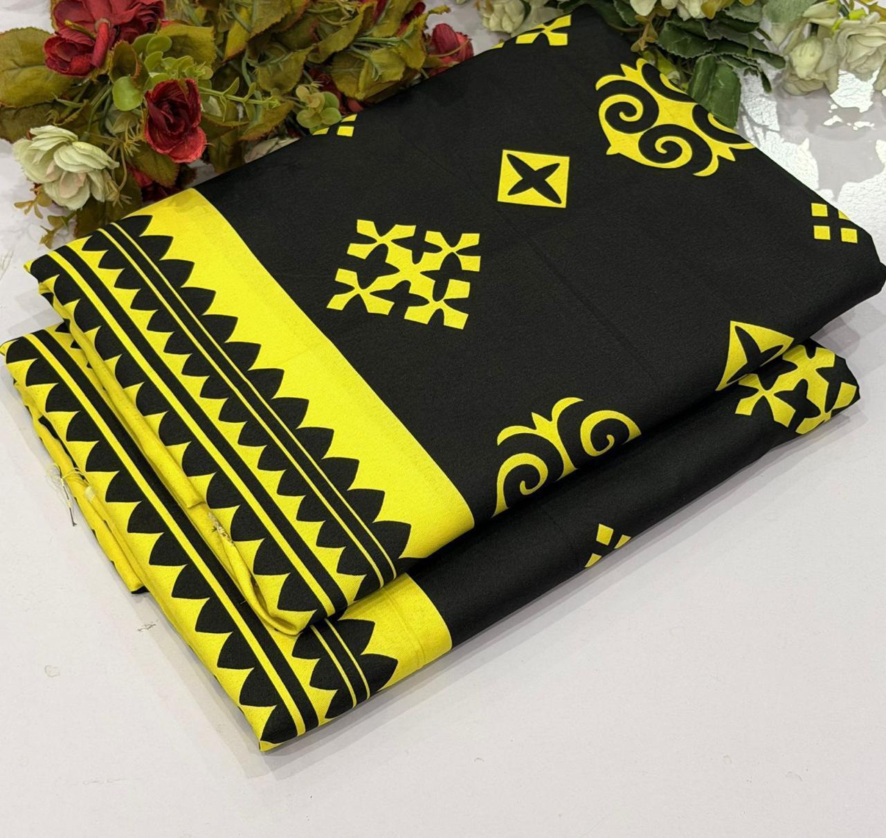 2Pc -  Unstitched Printed Cambric Cotton