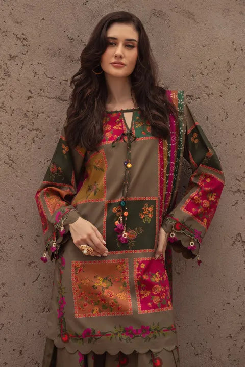 3Pc -  Unstitched Printed Lawn