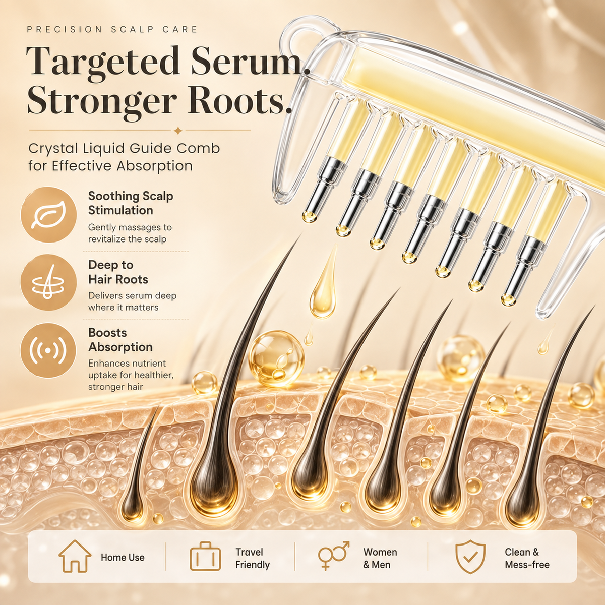 Transparent hair oil applicator comb | Refillable scalp massage comb
