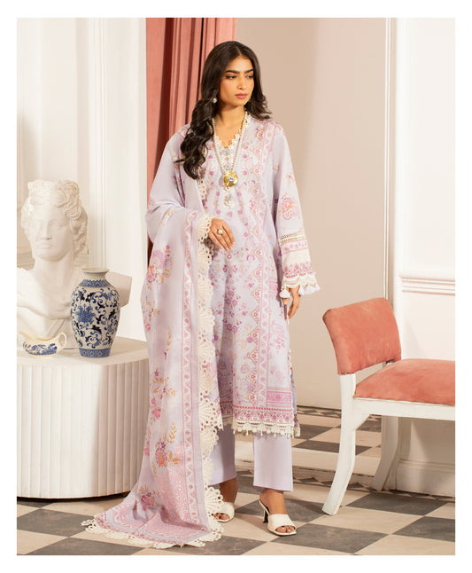 3Pc -  Unstitched Printed Lawn