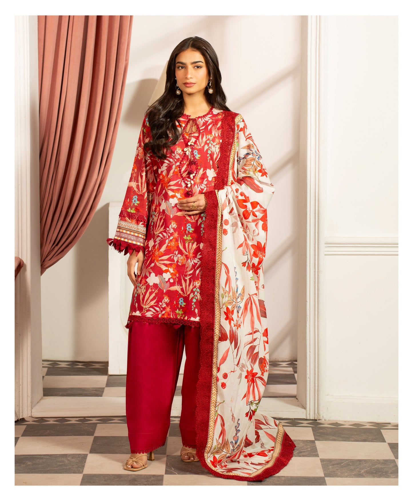 3Pc -  Unstitched Printed Lawn
