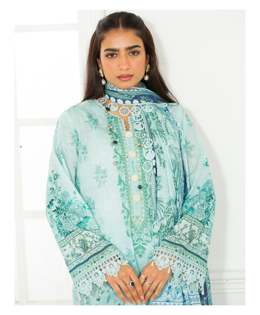 3Pc -  Unstitched Printed Lawn