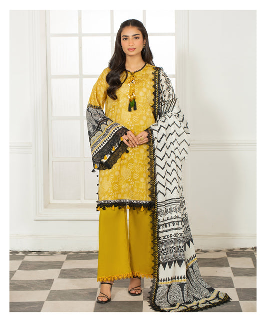 3Pc -  Unstitched Printed Lawn