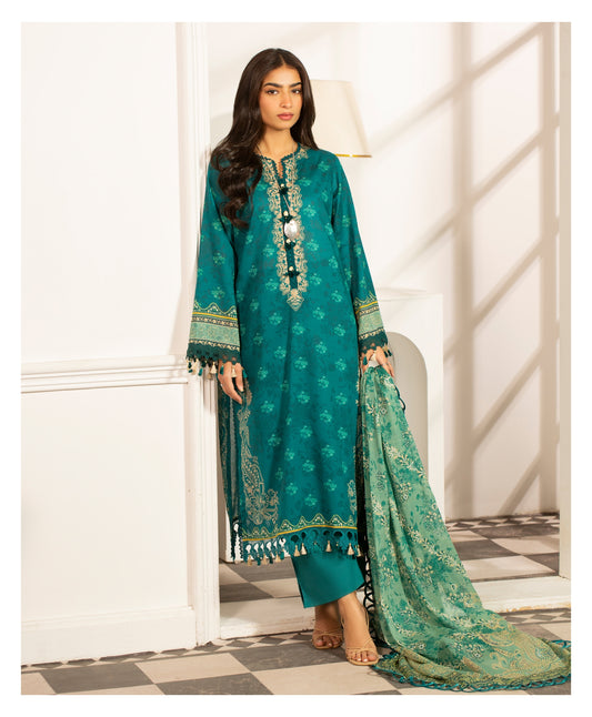 3Pc -  Unstitched Printed Lawn