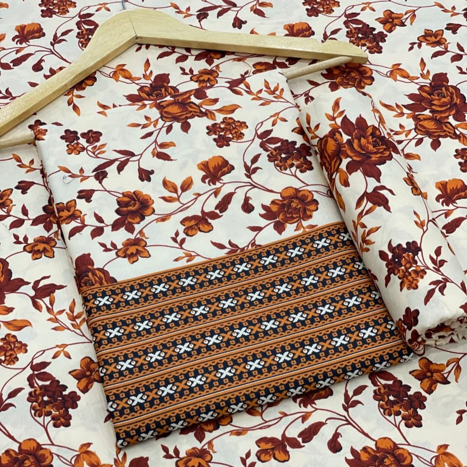 2Pc -  Unstitched Printed Cotton
