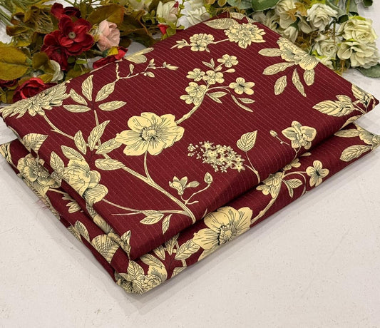 2Pc -  Unstitched Printed Cambric Cotton