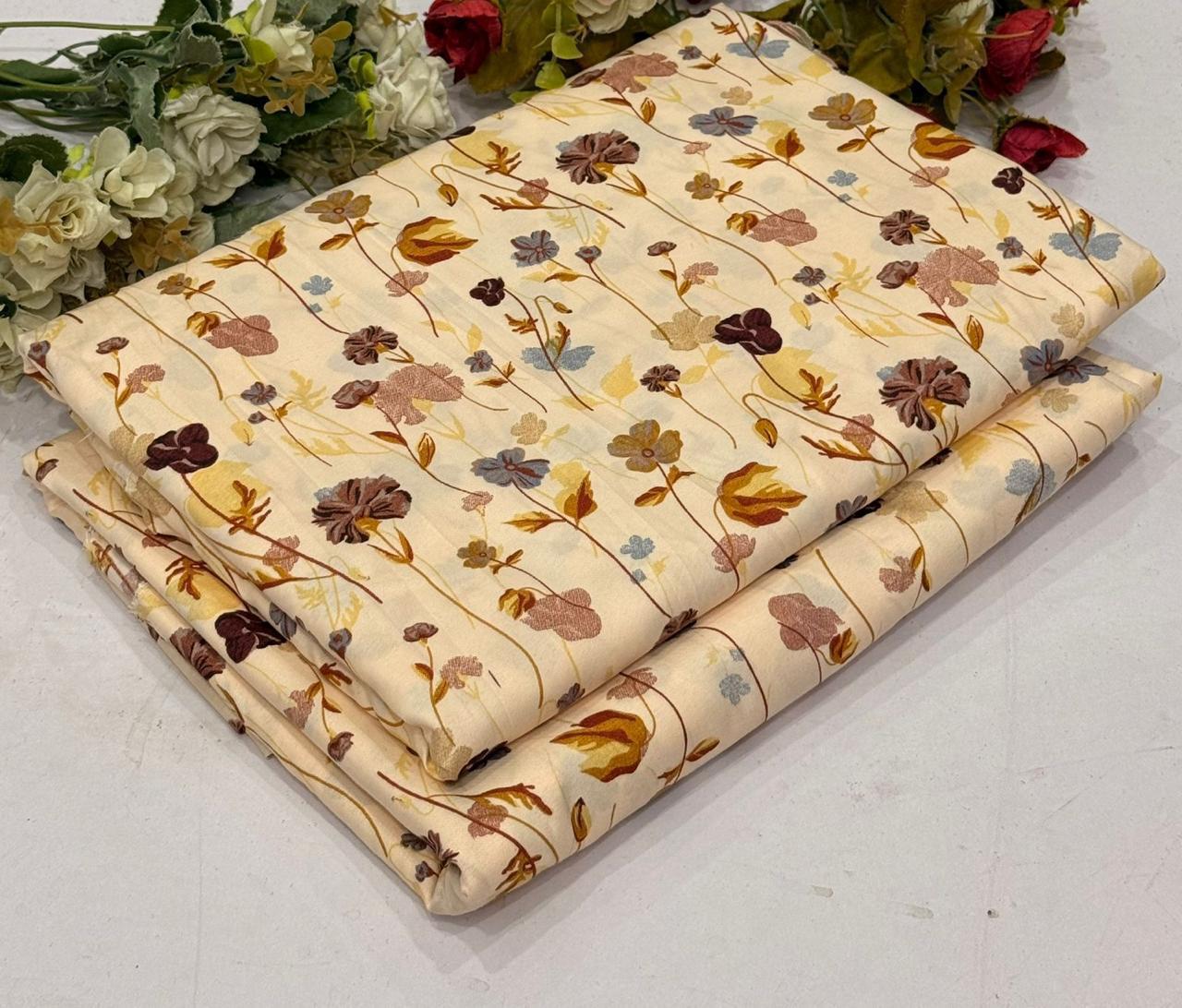 2Pc -  Unstitched Printed Cambric Cotton