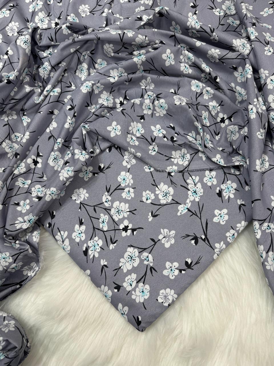 2Pc -  Unstitched Printed Cambric Cotton