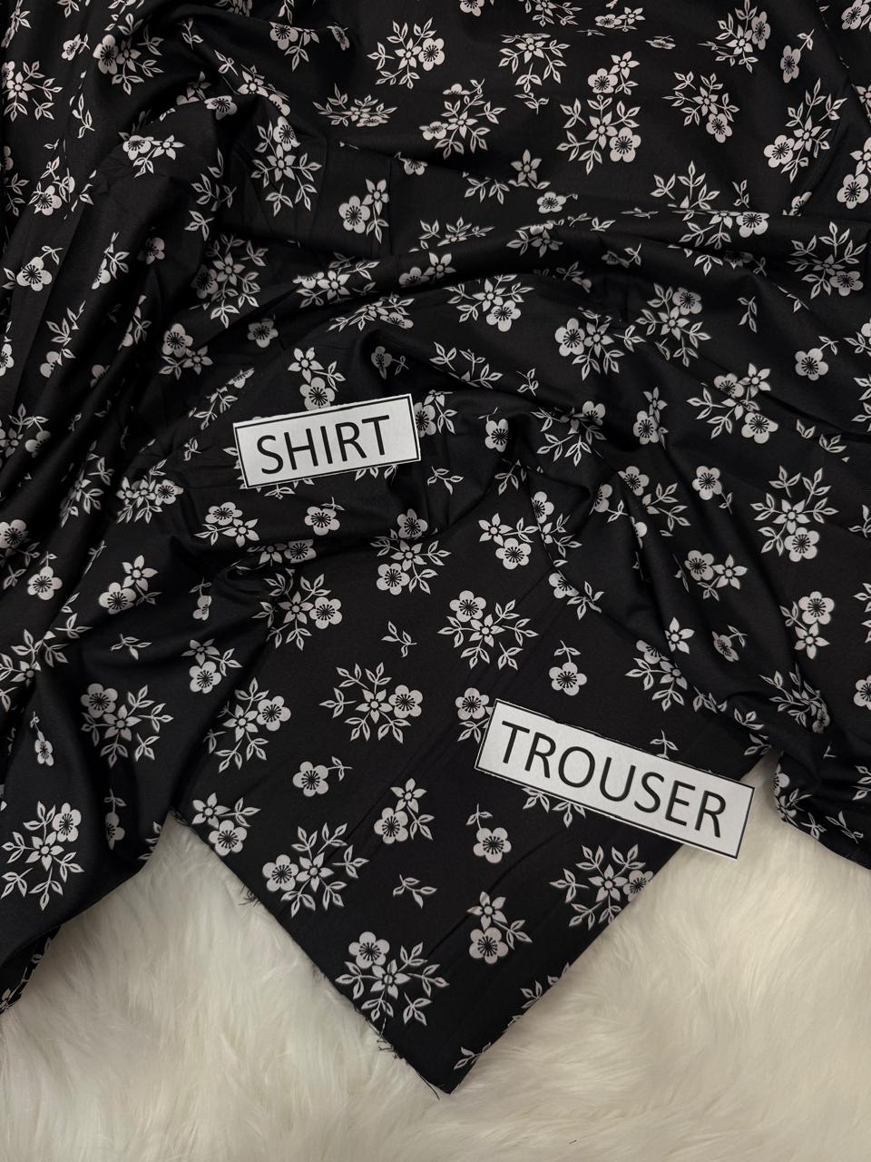 2Pc -  Unstitched Printed Cambric Cotton