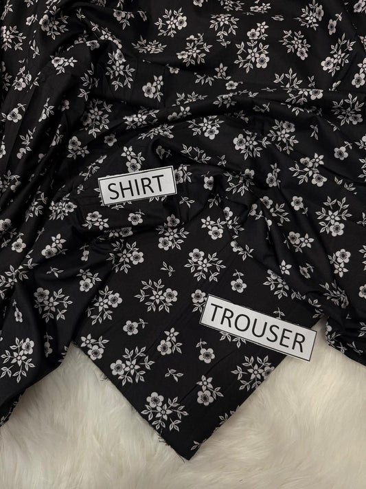 2Pc -  Unstitched Printed Cambric Cotton