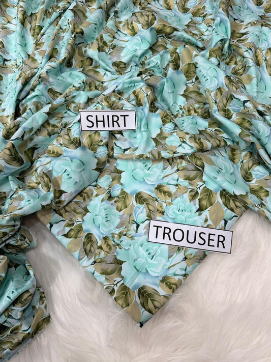 2Pc -  Unstitched Printed Cambric Cotton