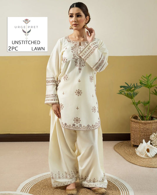 2Pc -  Unstitched EMB Lawn