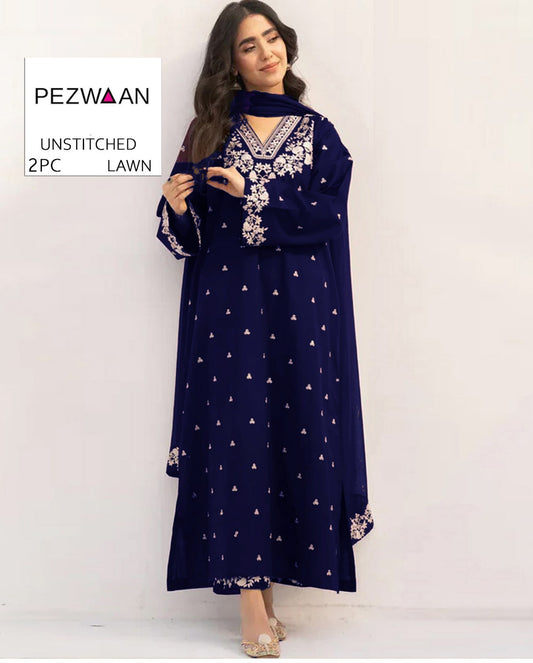 2Pc -  Unstitched EMB Lawn