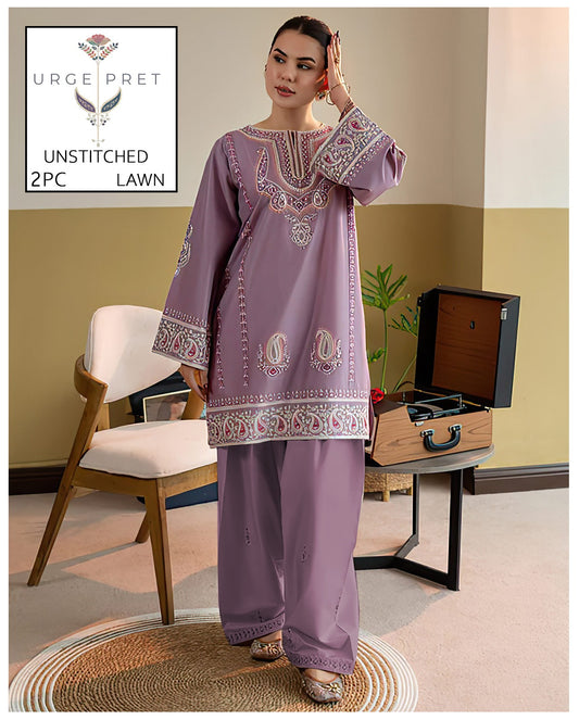 2Pc -  Unstitched EMB Lawn