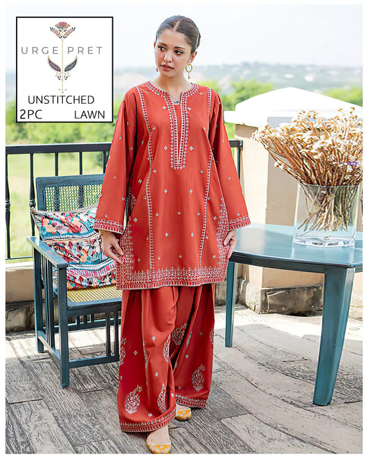 2Pc -  Unstitched EMB Lawn