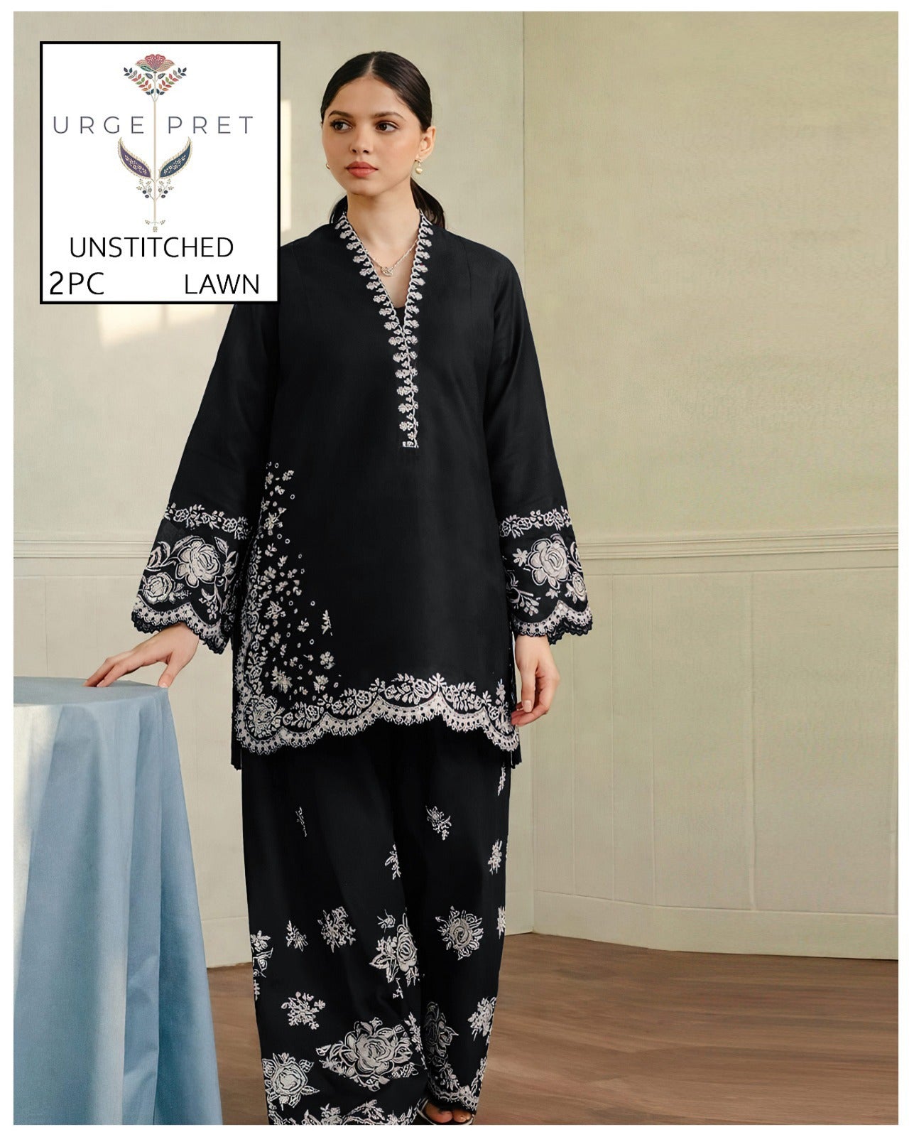2Pc -  Unstitched EMB Lawn