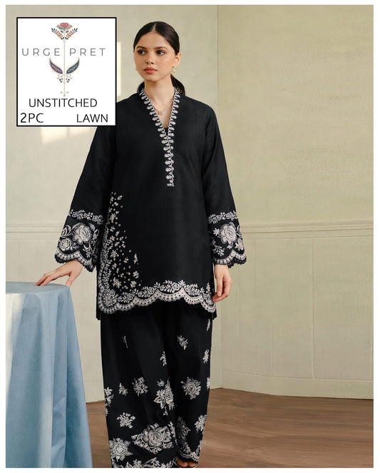 2Pc -  Unstitched EMB Lawn