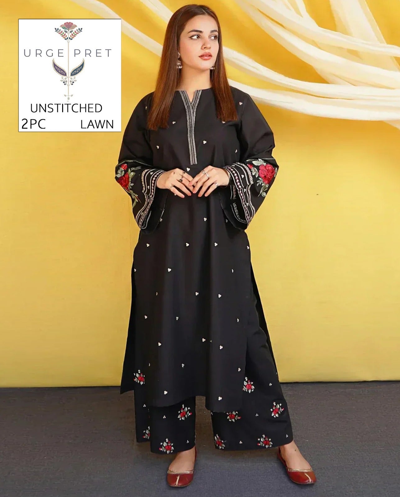 2Pc -  Unstitched EMB Lawn