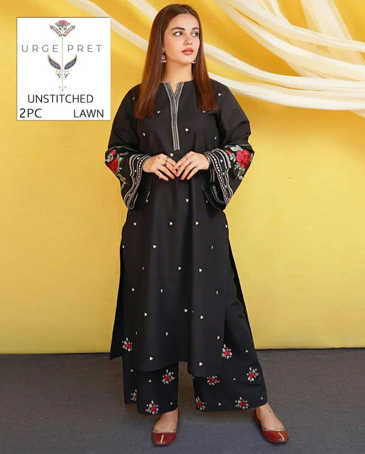 2Pc -  Unstitched EMB Lawn