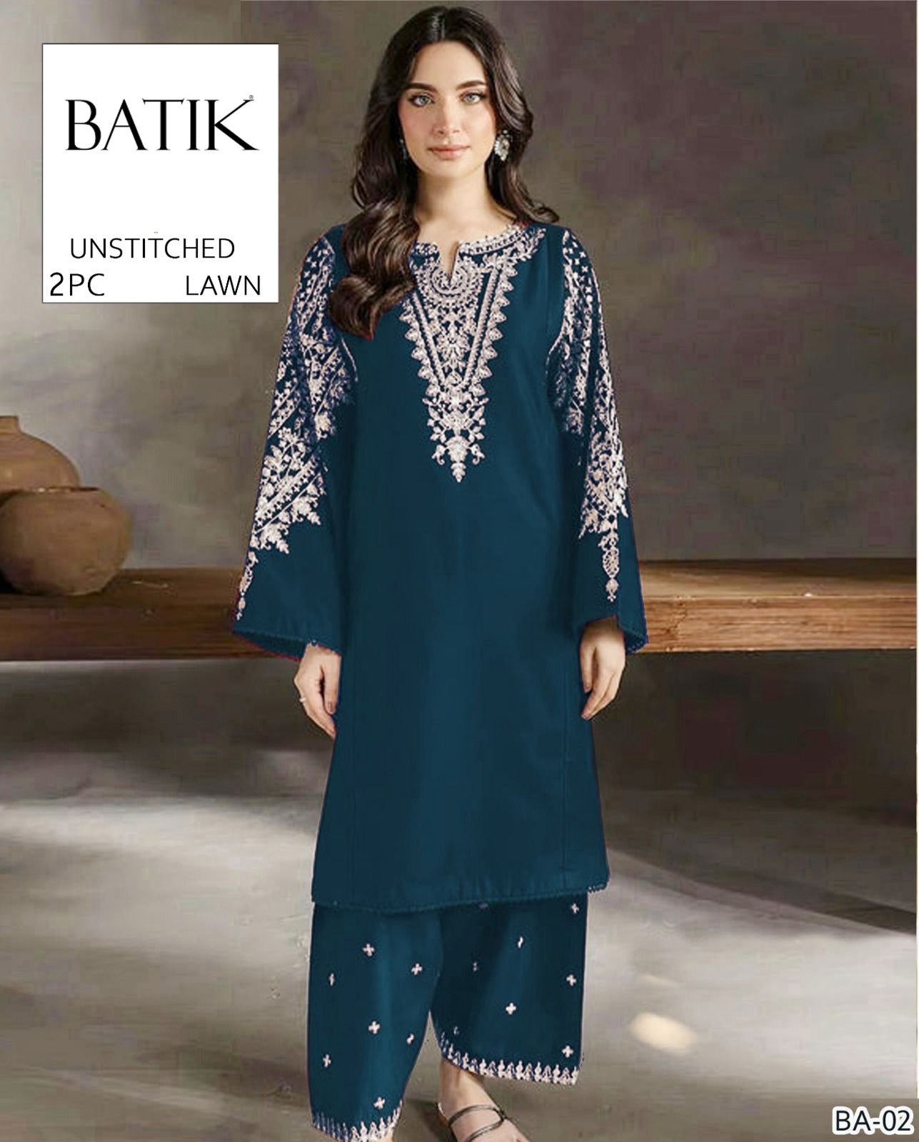 2Pc -  Unstitched EMB Lawn