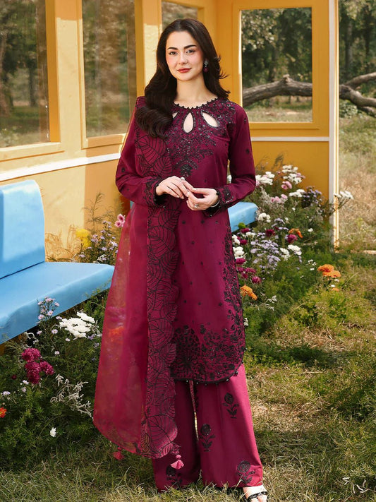 3Pc -  Unstitched EMB Lawn