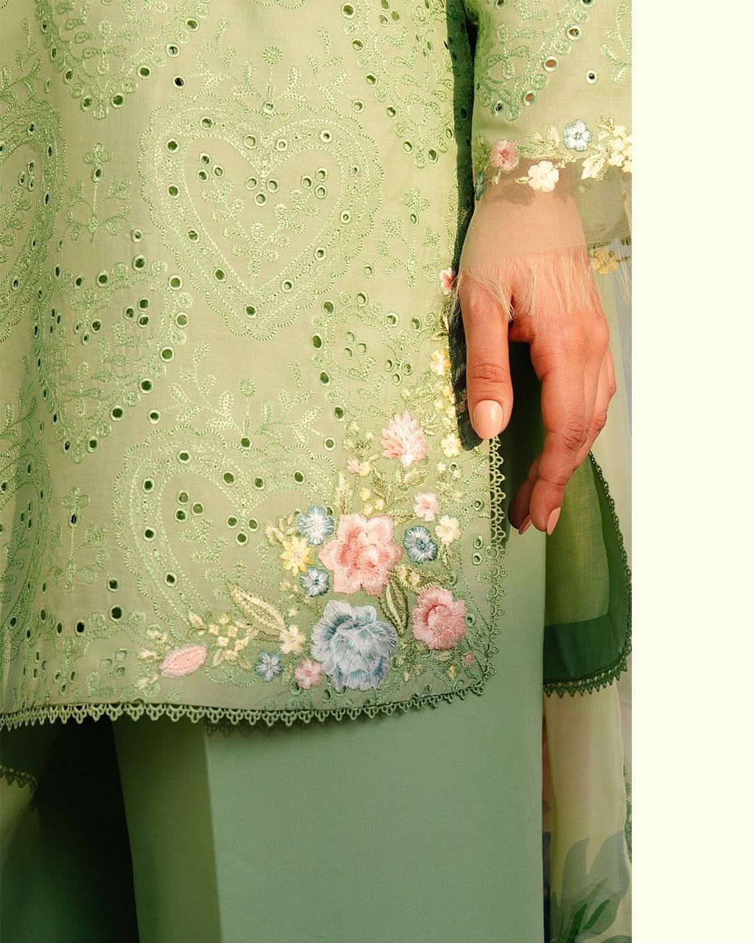 3Pc -  Unstitched EMB Lawn