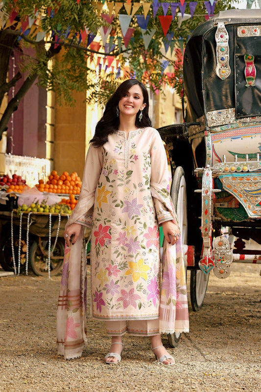3Pc -  Unstitched EMB Lawn