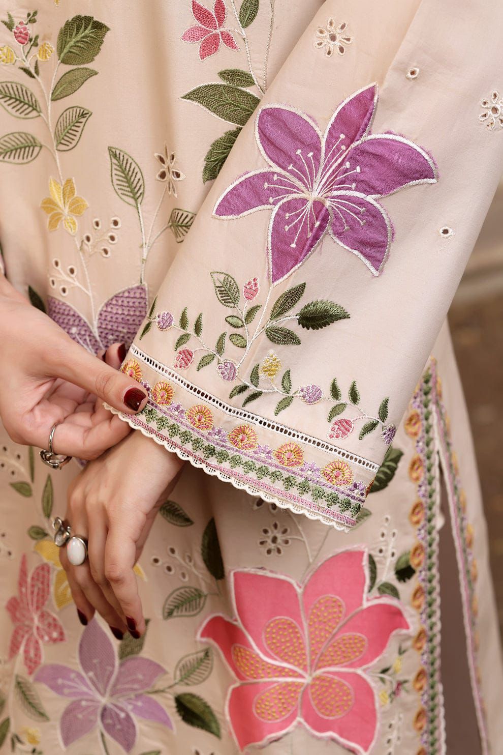 3Pc -  Unstitched EMB Lawn