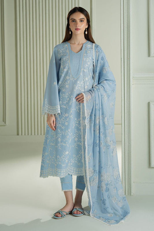 3Pc -  Unstitched EMB Lawn