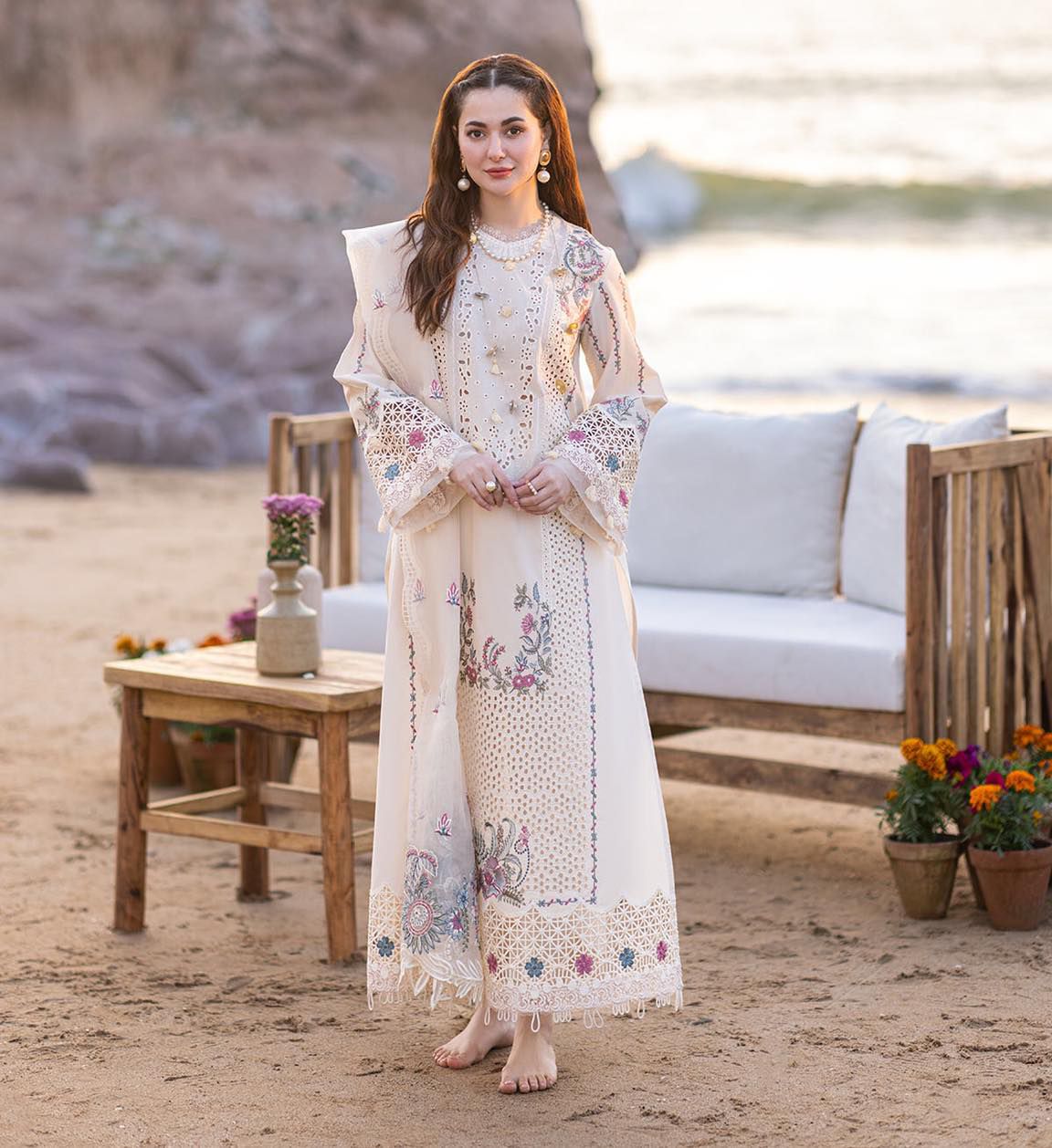 3Pc -  Unstitched EMB Lawn