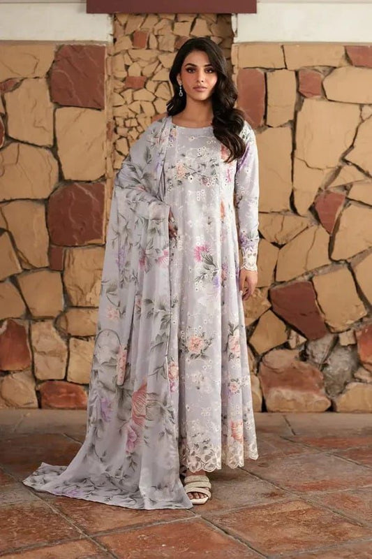 3Pc -  Unstitched EMB Lawn